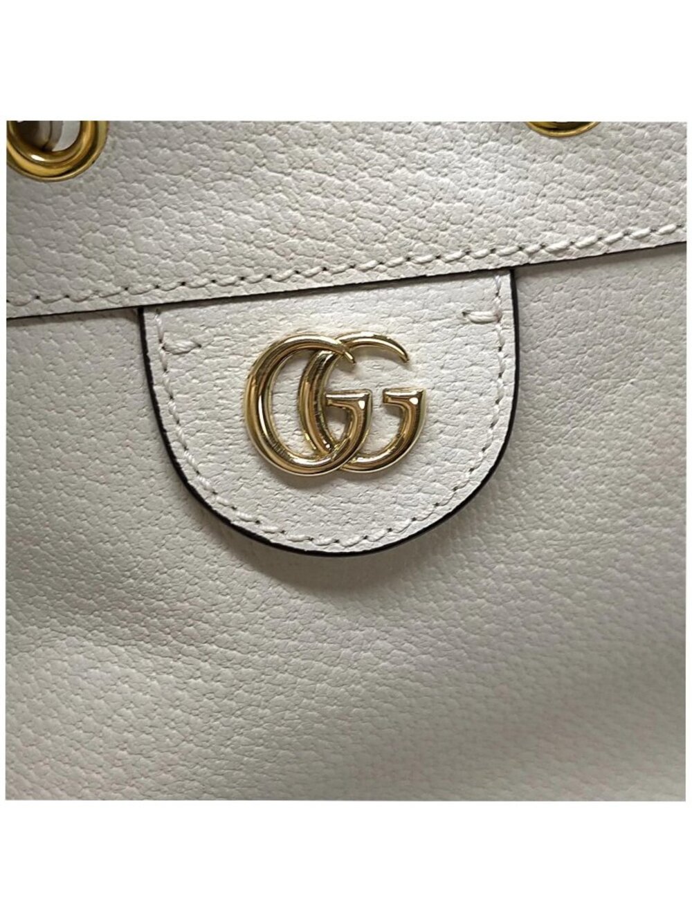 Authentic Gucci Ophidia Mini Bucket Bag White Leather GG Logo Crossbody - Picture 8 of 16